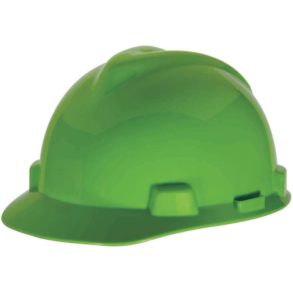 MSA 815565 Hard Hat Front Brim Slotted 4 Point Ratchet Lime Green. AA2CRT 10D940