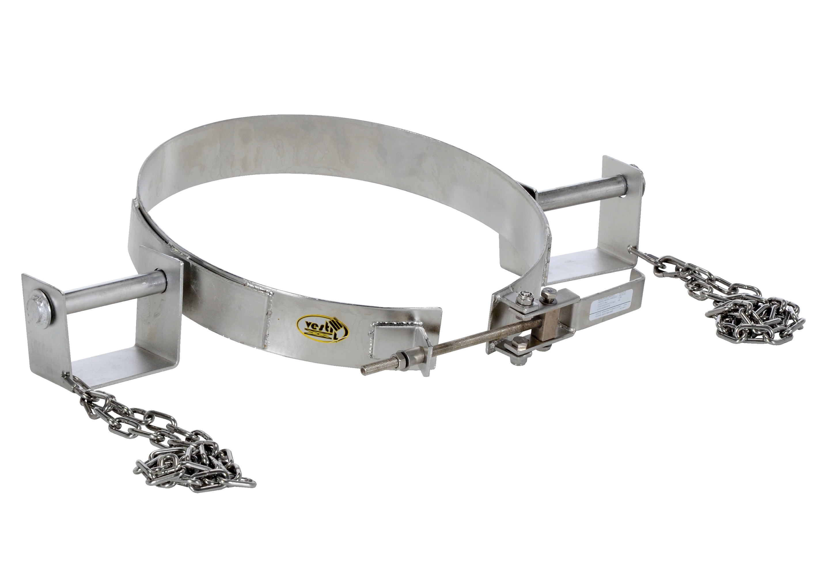 Anneau de tambour inclinable en acier inoxydable, 30 gallons, Tambour, 1200 XNUMX lb. Capacité, Argent