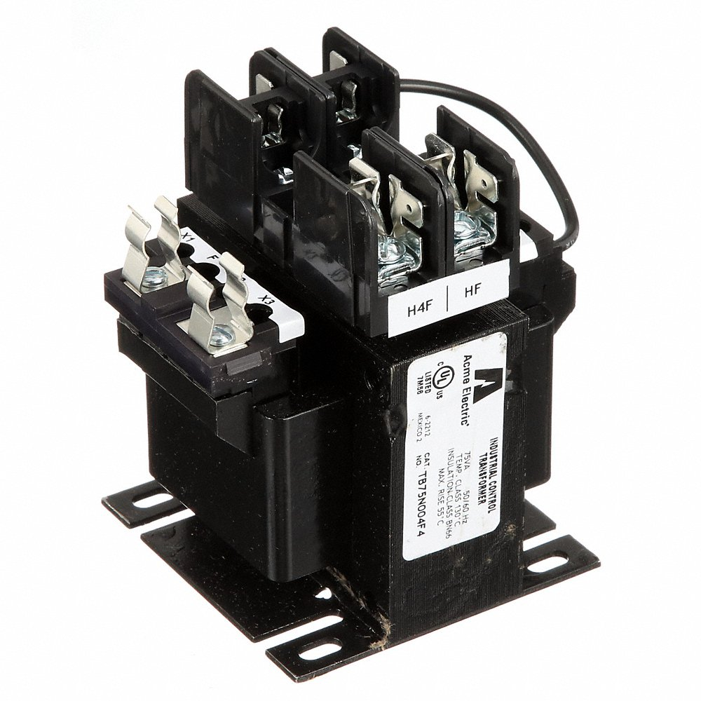 ACME ELECTRIC TB75N004F4 Control Transformer, 208VAC/230VAC/460VAC, 115VAC/24VAC, Foot/Plate, 1, Cul | CN8AJB 491W76
