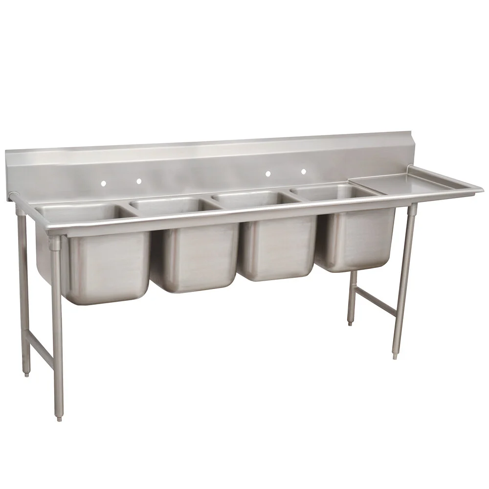 ADVANCE TABCO 9-4-72-18R Regaline Sink, 4-Cpt., Right-Hand, 20 Inch F-To-B X 16 Inch | CD7NQV