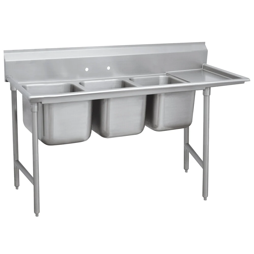 ADVANCE TABCO 93-3-54-24R Regaline Sink, 3-Cpt., Right-Hand, 20 Inch F-To-B X 16 Inch | CD7NZT