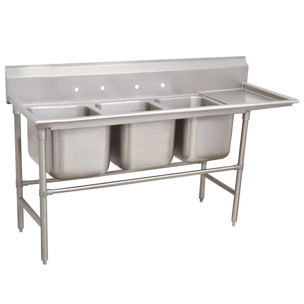 ADVANCE TABCO 94-43-72-36R Regaline Sink, 3-Cpt., Right-Hand, 24 Inch F-To-B X 24 Inch | CD7PKJ