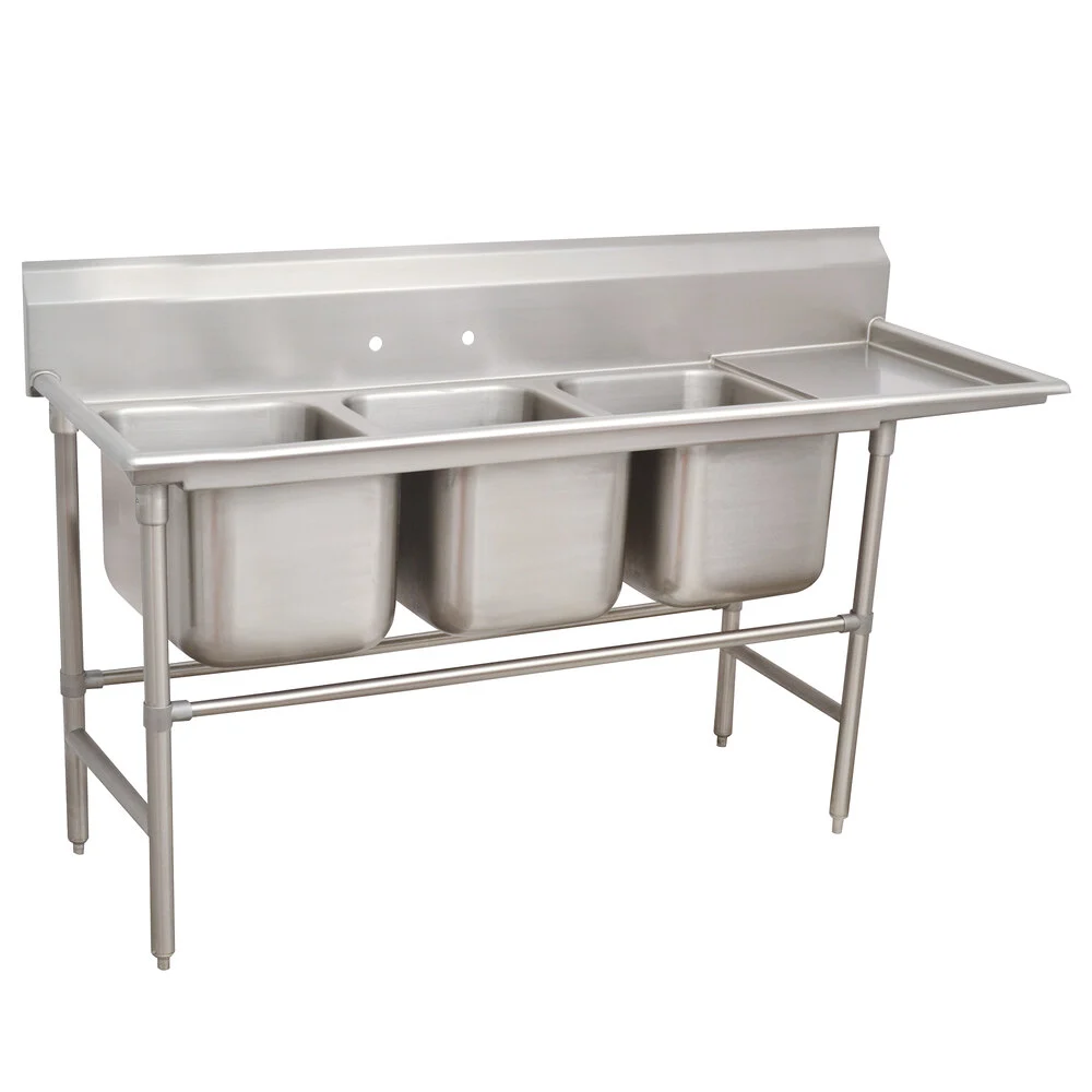 ADVANCE TABCO 94-83-60-36R Regaline Sink, 3-Cpt., Right-Hand, 28 Inch F-To-B X 20 Inch | CD7PNT