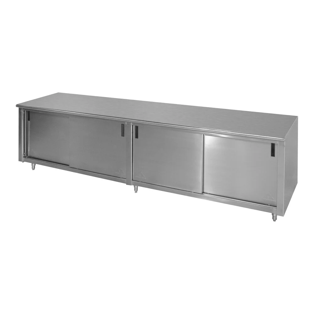 ADVANCE TABCO CB-SS-2410 Work Table, 120 X 24 Inch Size Sliding Doors, 14 Ga 304 Ss Top | CD7QBM