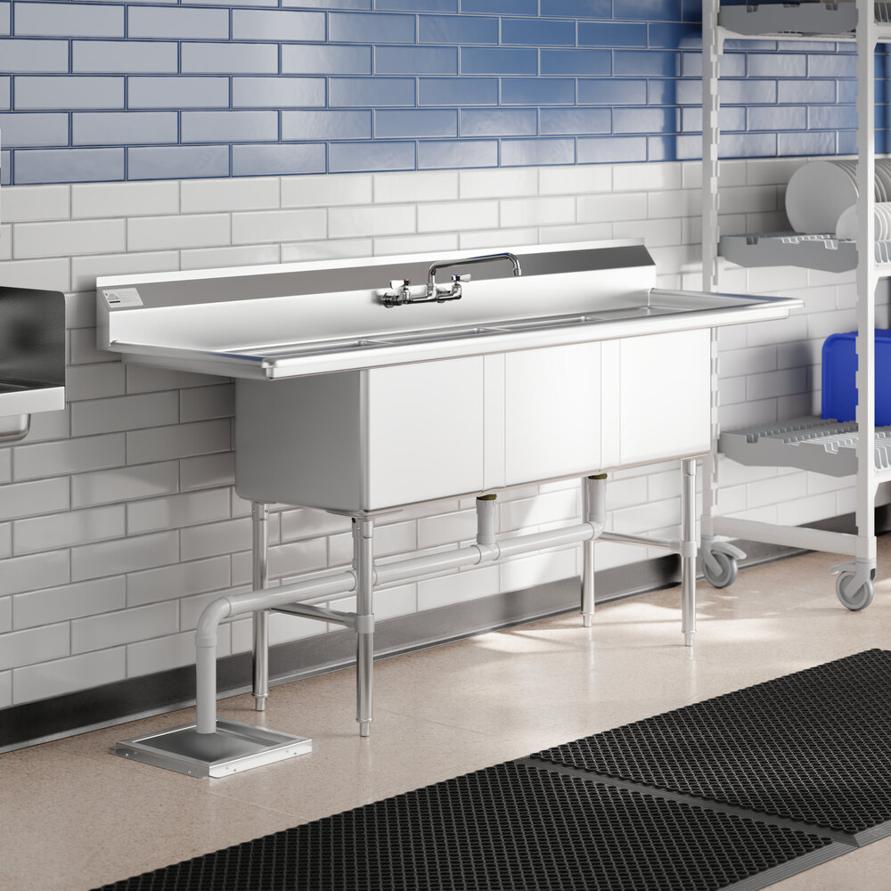 ADVANCE TABCO FC-3-1620-18RL Fabricated Sink, 3-Cpt., 18 Inch R And L Drainboards, Size 16 X 20 X 14 Inch, 16 Ga 304 Ss | CD7TRC