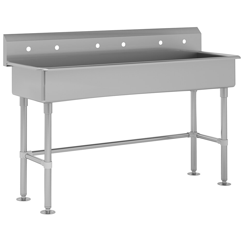 3 Station NSF 16 Ga. 304 SS Floor Mounted Sink - Faucet Omitted