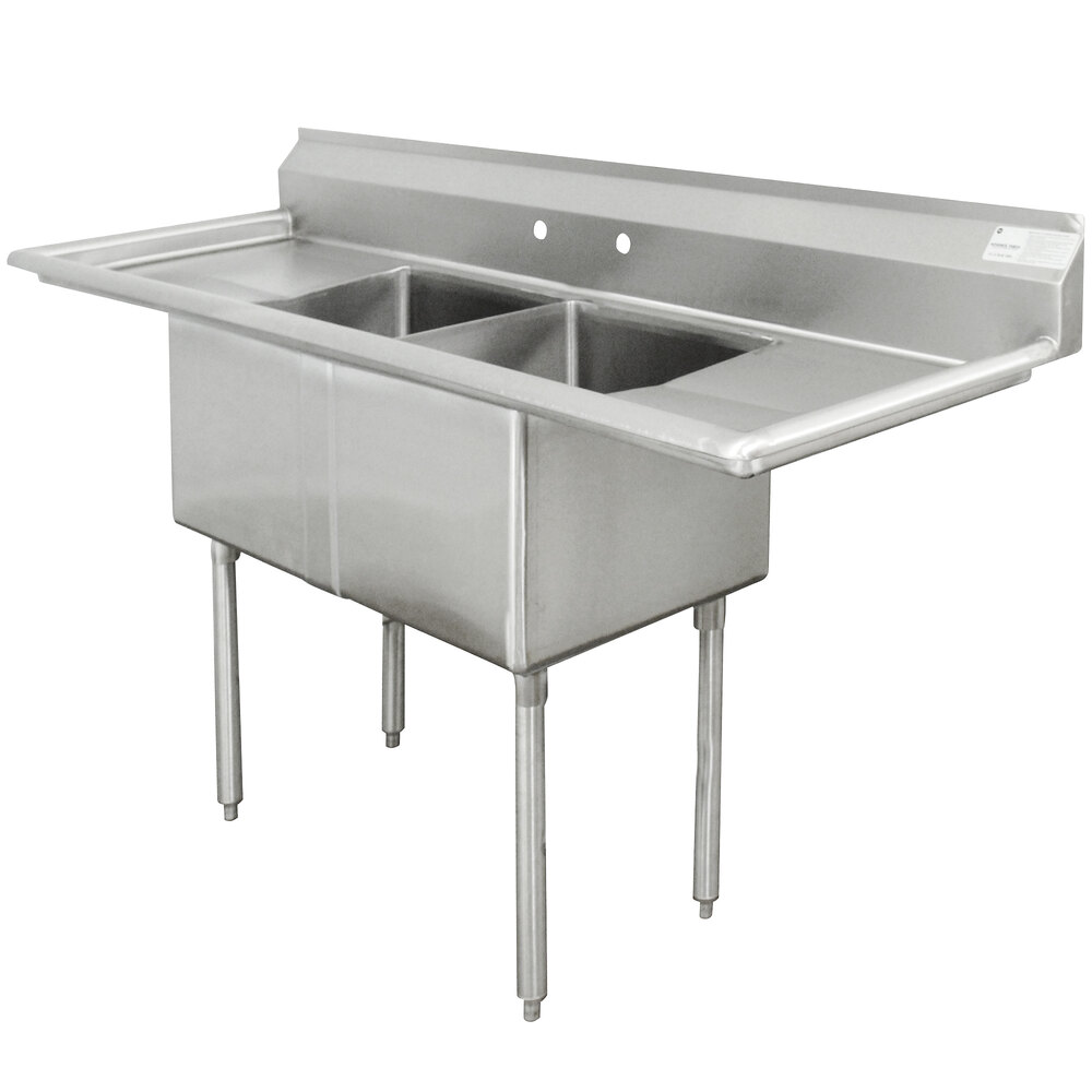 Commercial Sink, 2 Compartment, 25-3/4 Inch W x 68 Inch L x 42-3/4 Inch H, 18 ga.