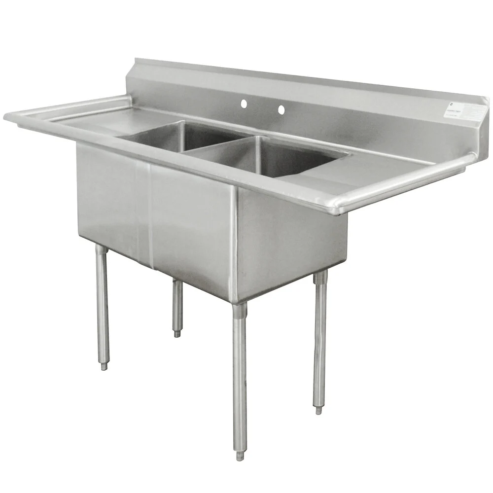 Commercial Sink, 2 Compartment, 23-3/4 Inch W x 72 Inch L x 42-3/4 Inch H, 18 ga.