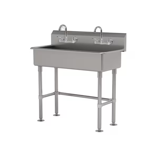 2 Station NSF 14 Ga. 304 SS Floor Mounted Sink - Faucet Included