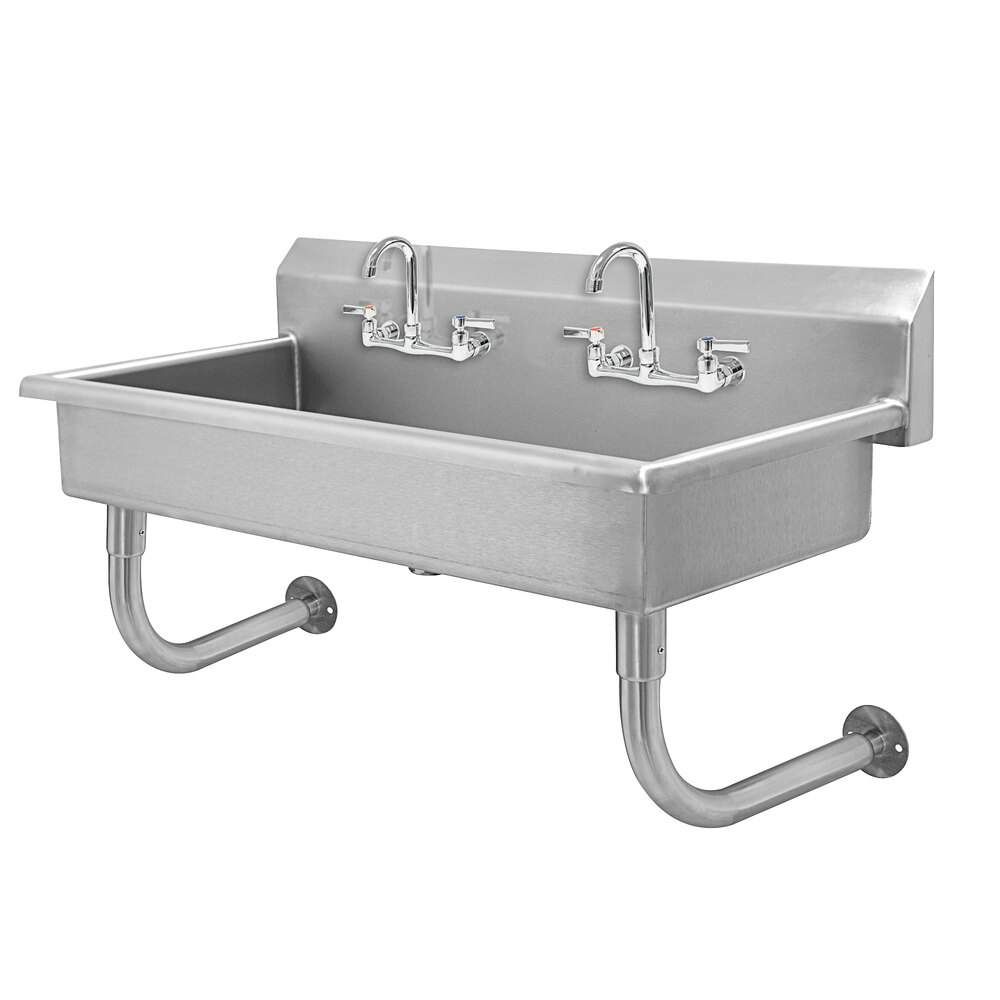 2 Station NSF 14 Ga. 304 SS Wall Mounted Sink – Faucet Included