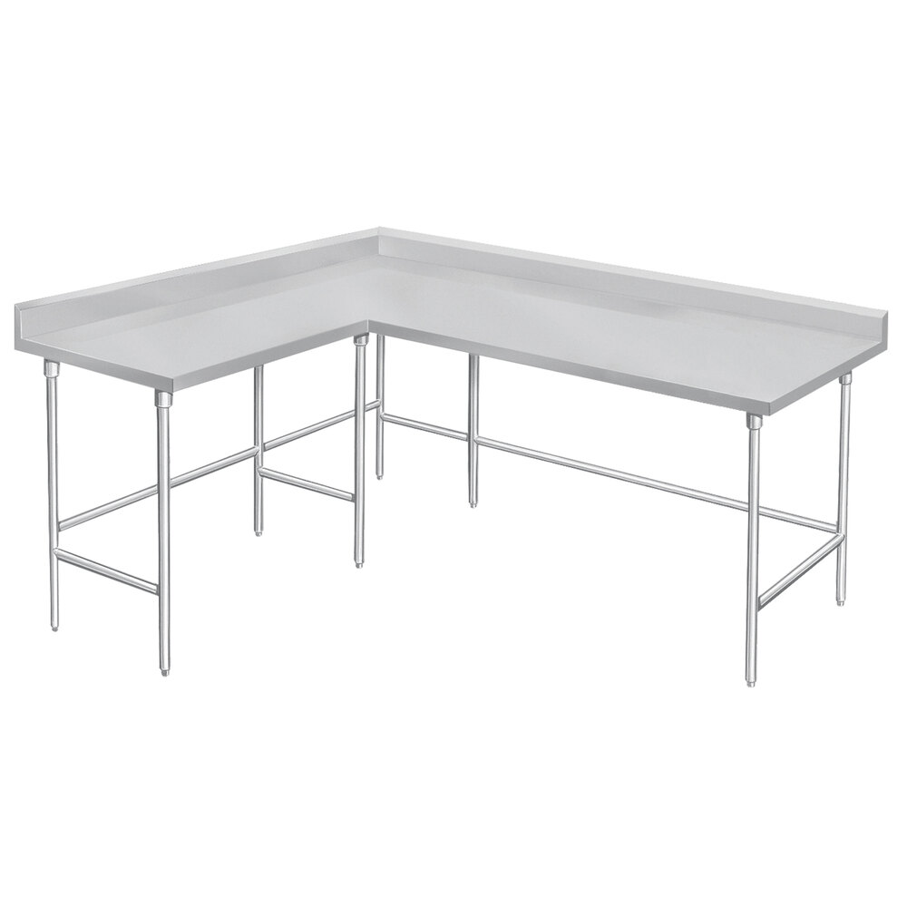 ADVANCE TABCO KTMS-2412 Work Table, L-Shaped, 144 X 24 Inch And 60 X 24 Inch Size 14 Ga 304 Ss Top | CD7WDX