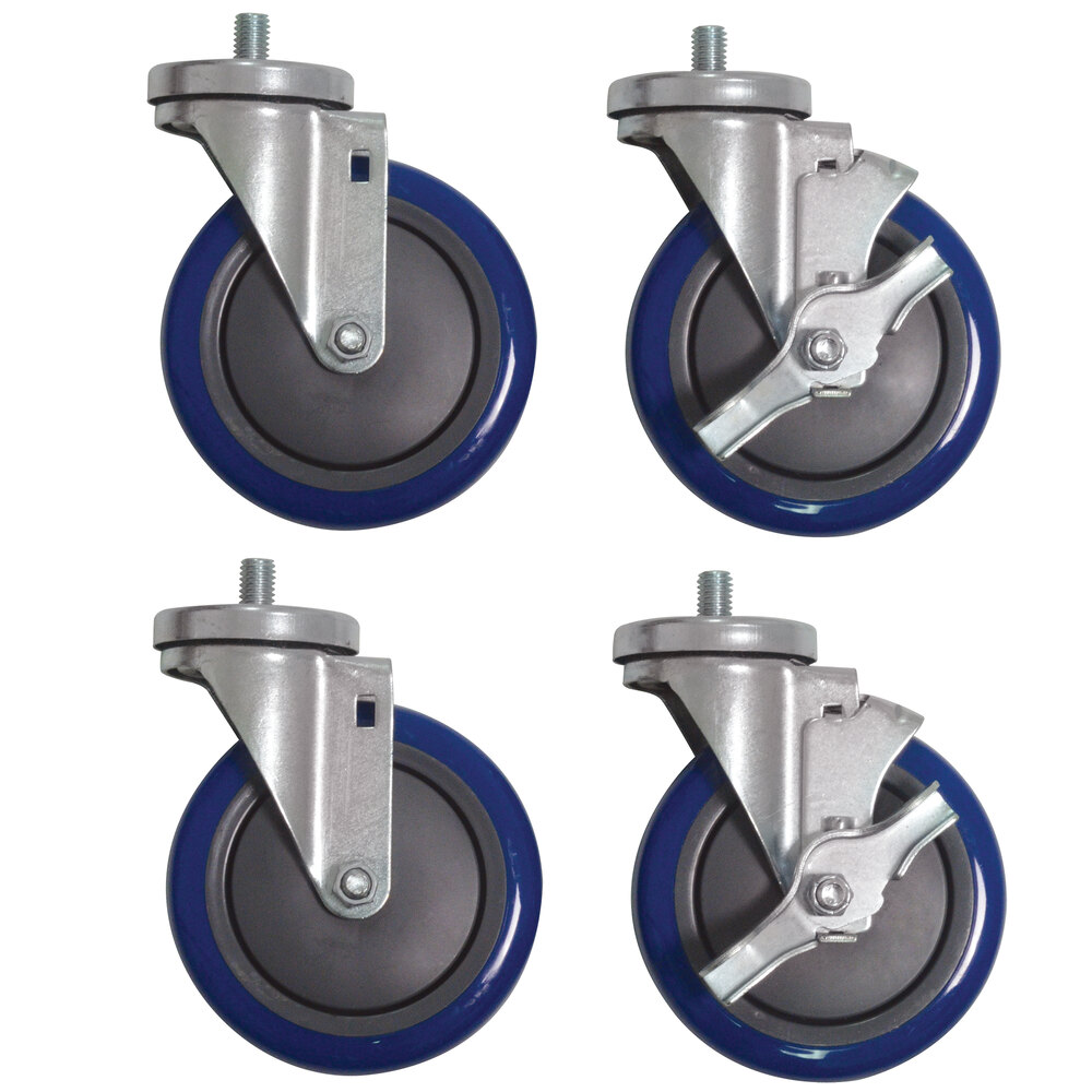 Casters, 5 Inch, Threaded Stem, 300 Lb Capacity Per Caster