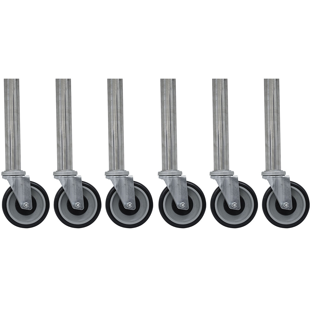 Casters, 5 Inch Diameter, Set Of 6 With Galvanized Legs