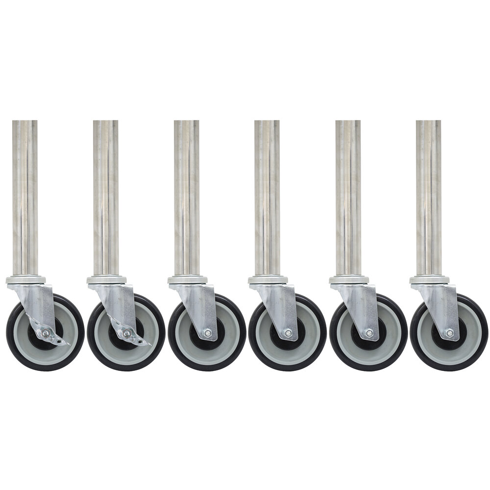 Casters, 5 Inch Diameter, Set Of 6 With Ss Legs
