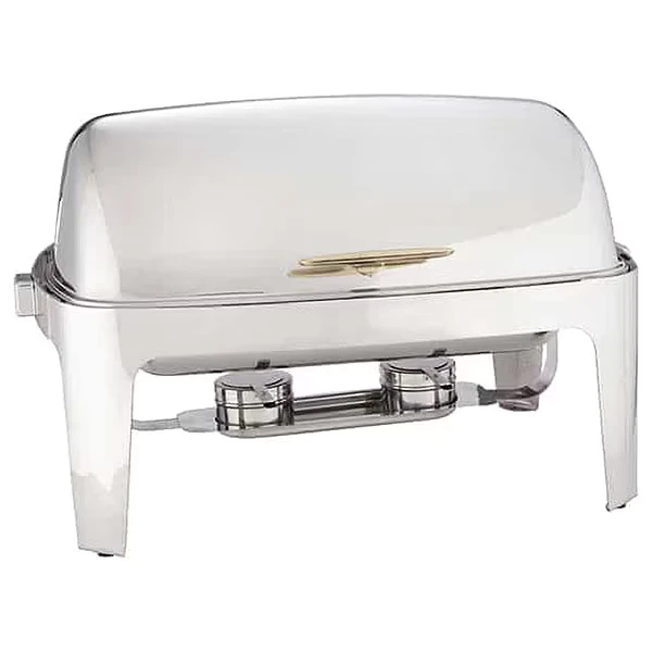 Chafer, Roll Top, Stainless/Gold, 9 qt