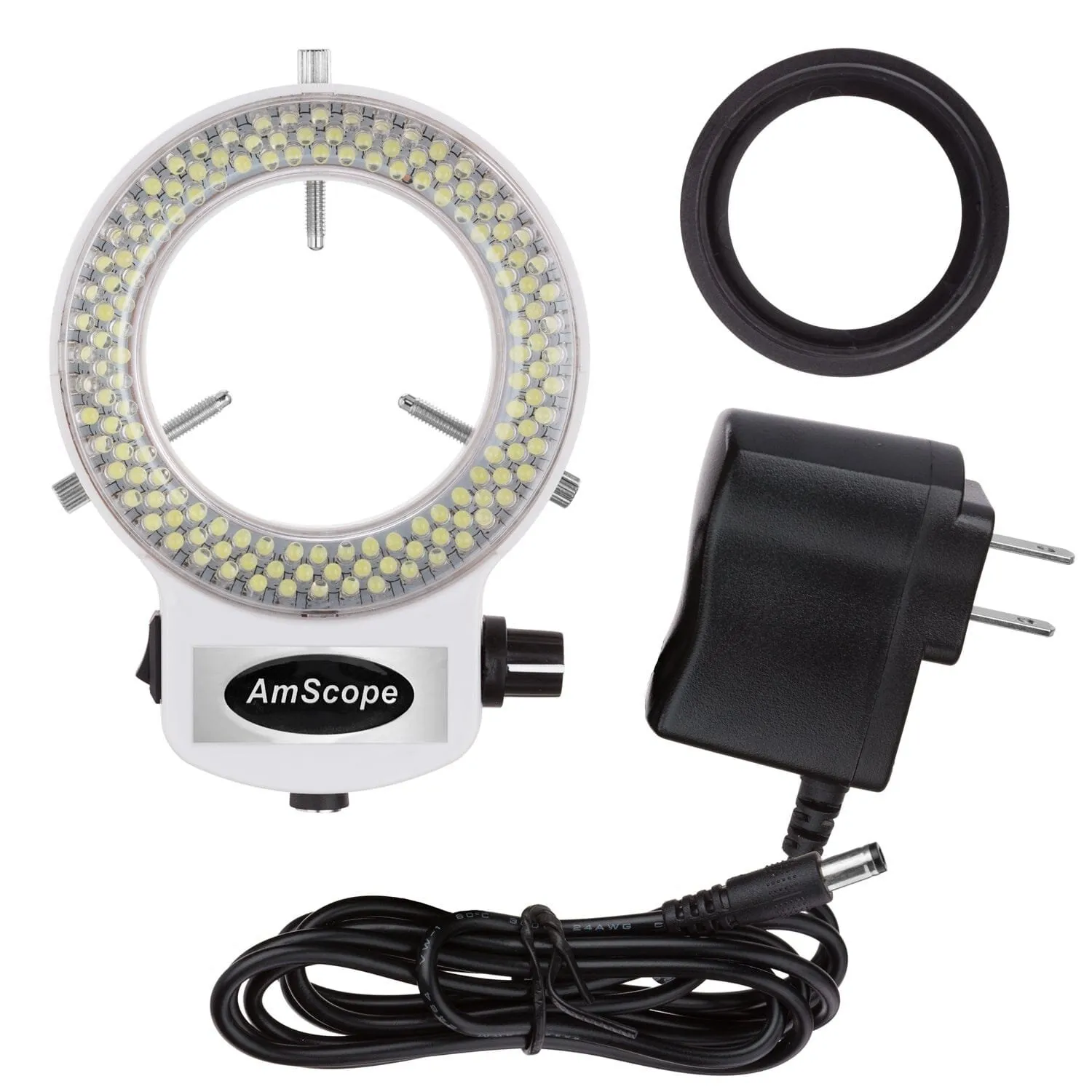 144 LED Intensity-adjustable Ring Light for Stereo Microscopes with White Housing