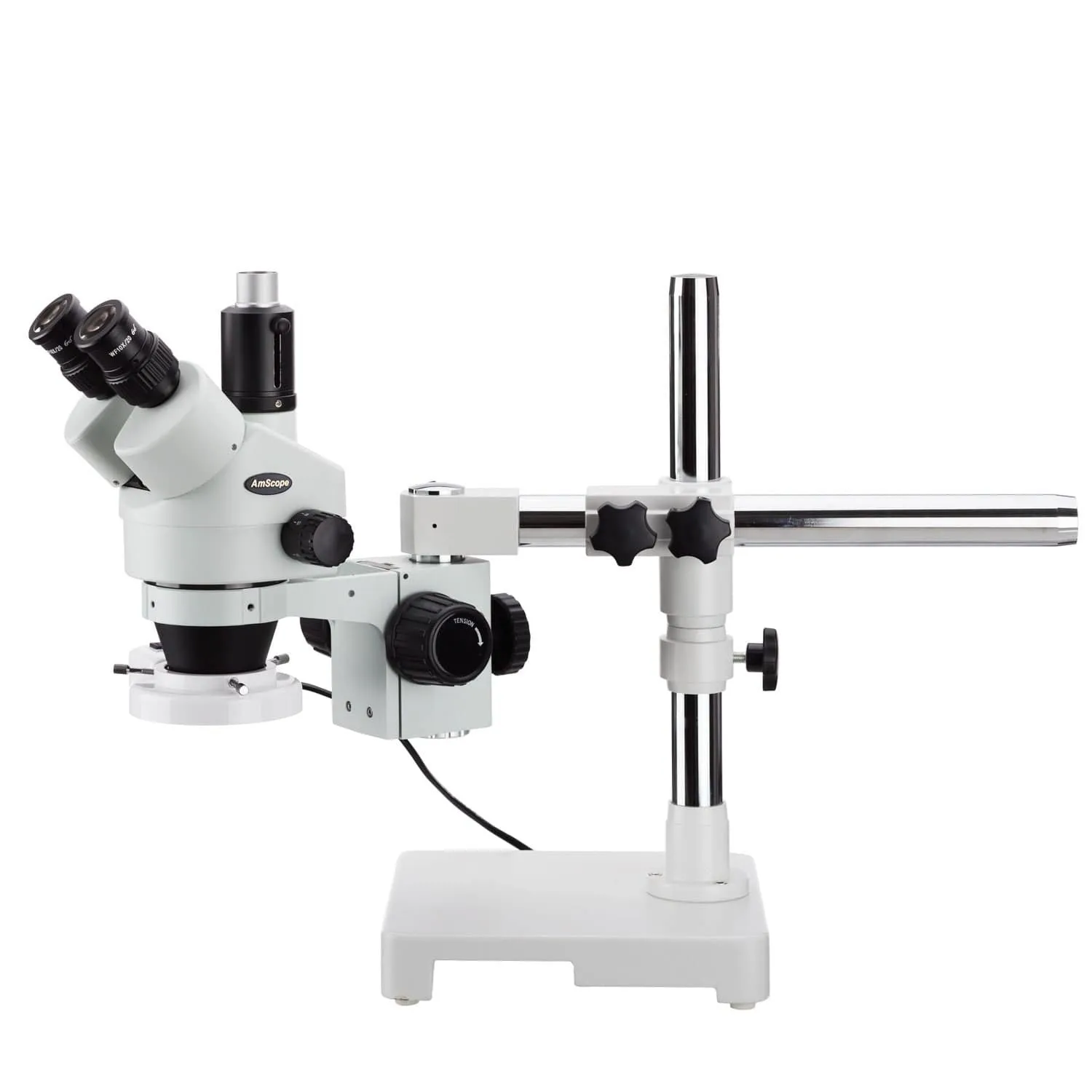7X-45X Trinocular Single-Arm Boom Stereo Microscope, Fluorescent Light