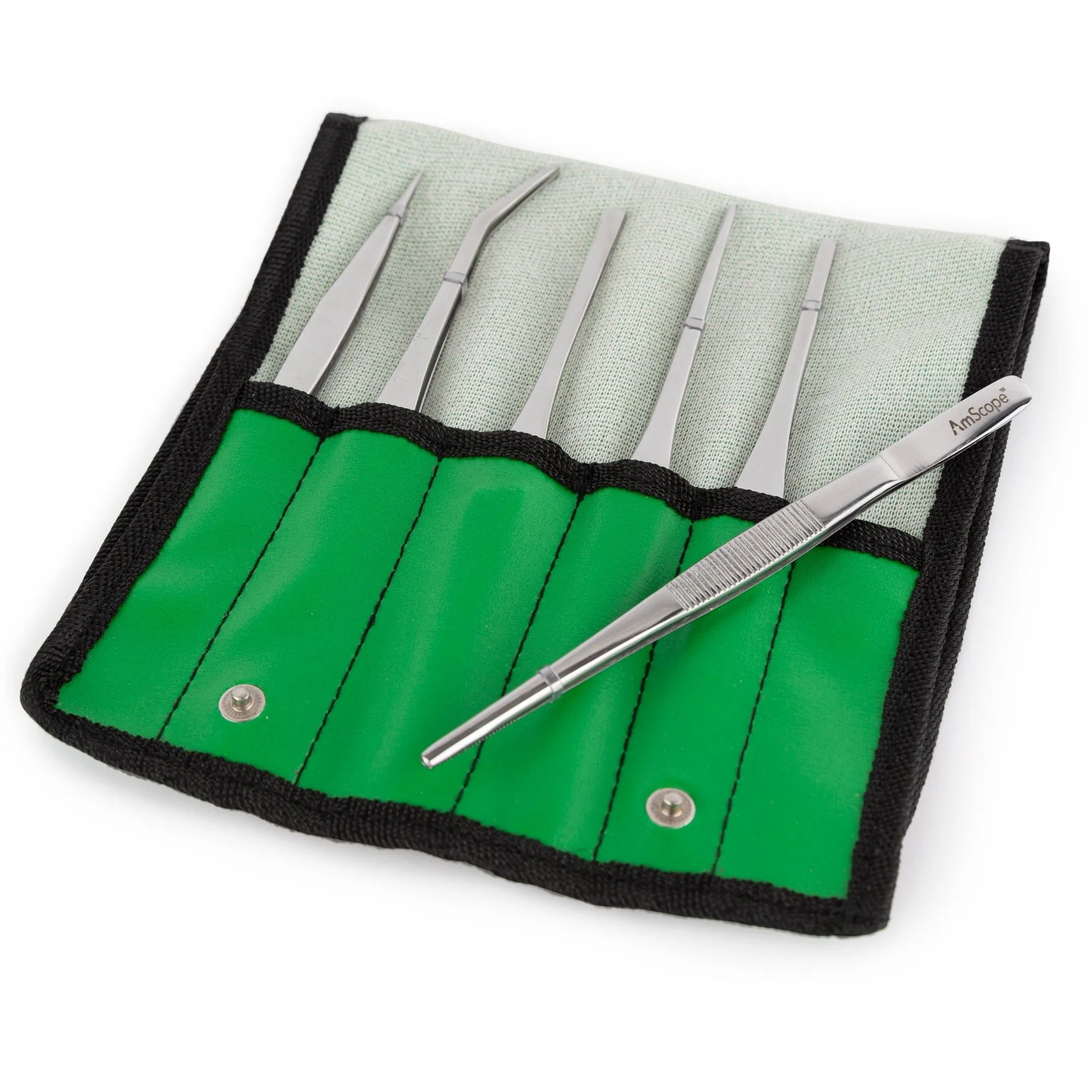 High Precision Tweezers 6 Piece Set Inch Vinyl Pouch
