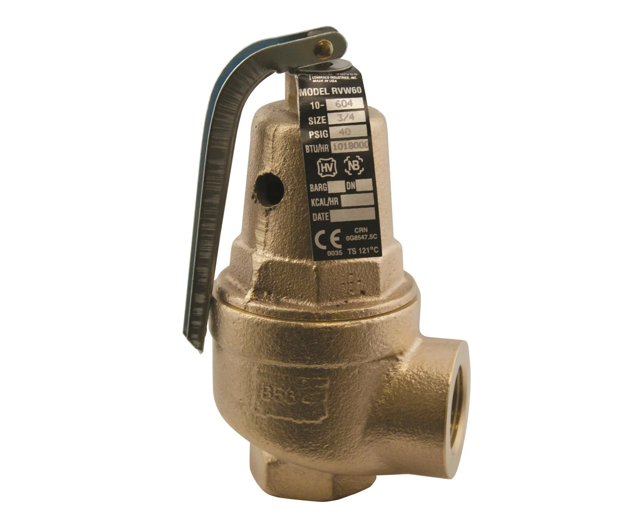 APOLLO VALVES 1061840 Relief Valve, 2 x 2.5 Inch Size, 153 Psi, Bronze | BP3RVV RVW612153