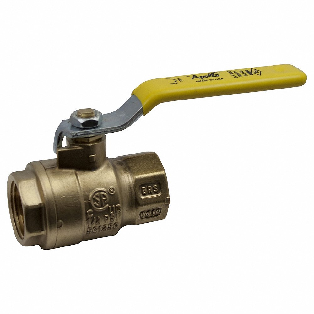 APOLLO VALVES 77F10201 Ball Valve, 3/8 Inch NPT, Full Port, Forged Brass | BY4BXX