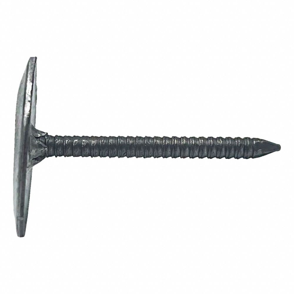 Nails, Cap Nails, 1 1/4 Inch Lg, 0.11 Inch Shank Dia, Spiral, Cupped, Steel, Plain, 294PK