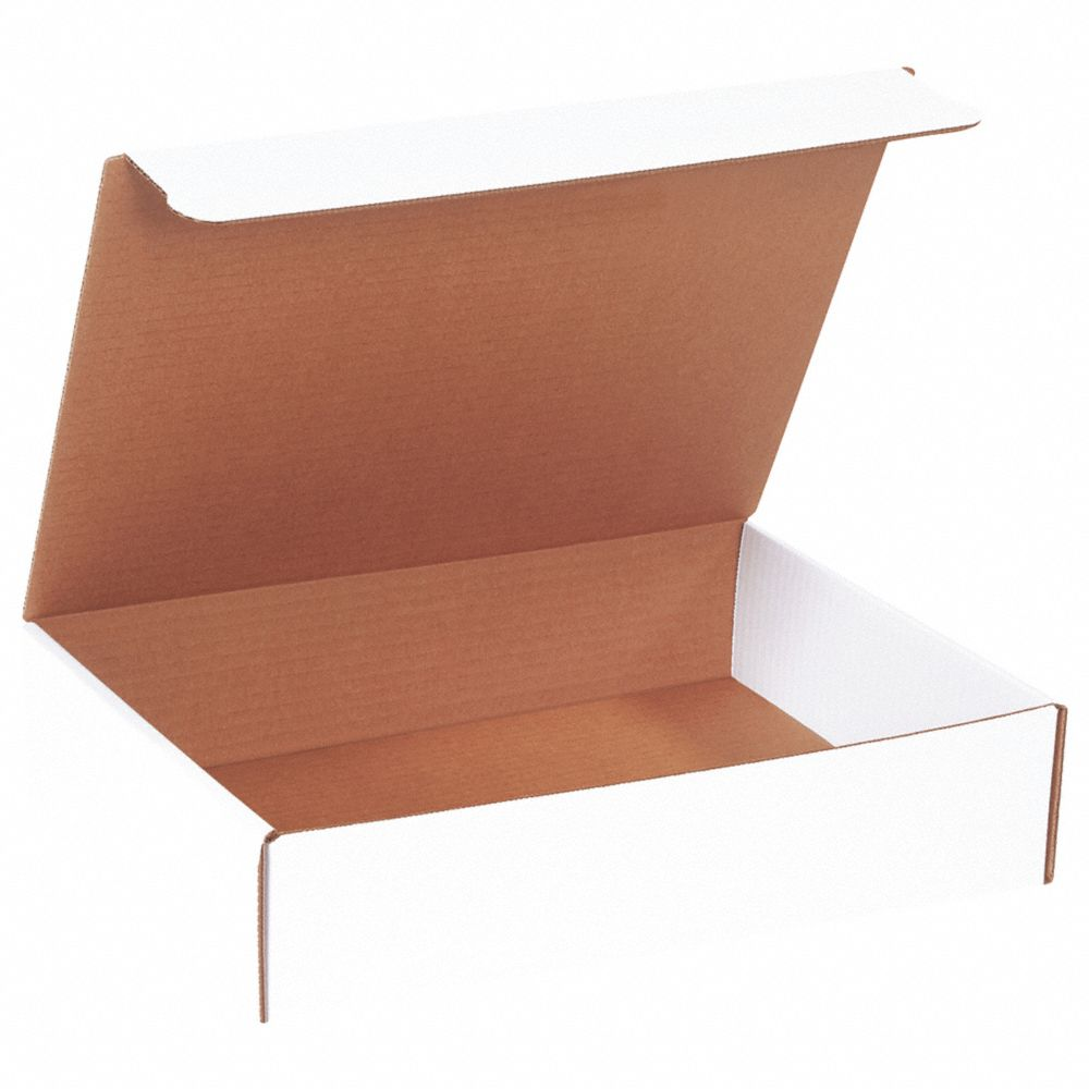 Literature Mailer, 13 x 10 x 3 Inch, White, 32 ECT, Corrugate, Single Wall