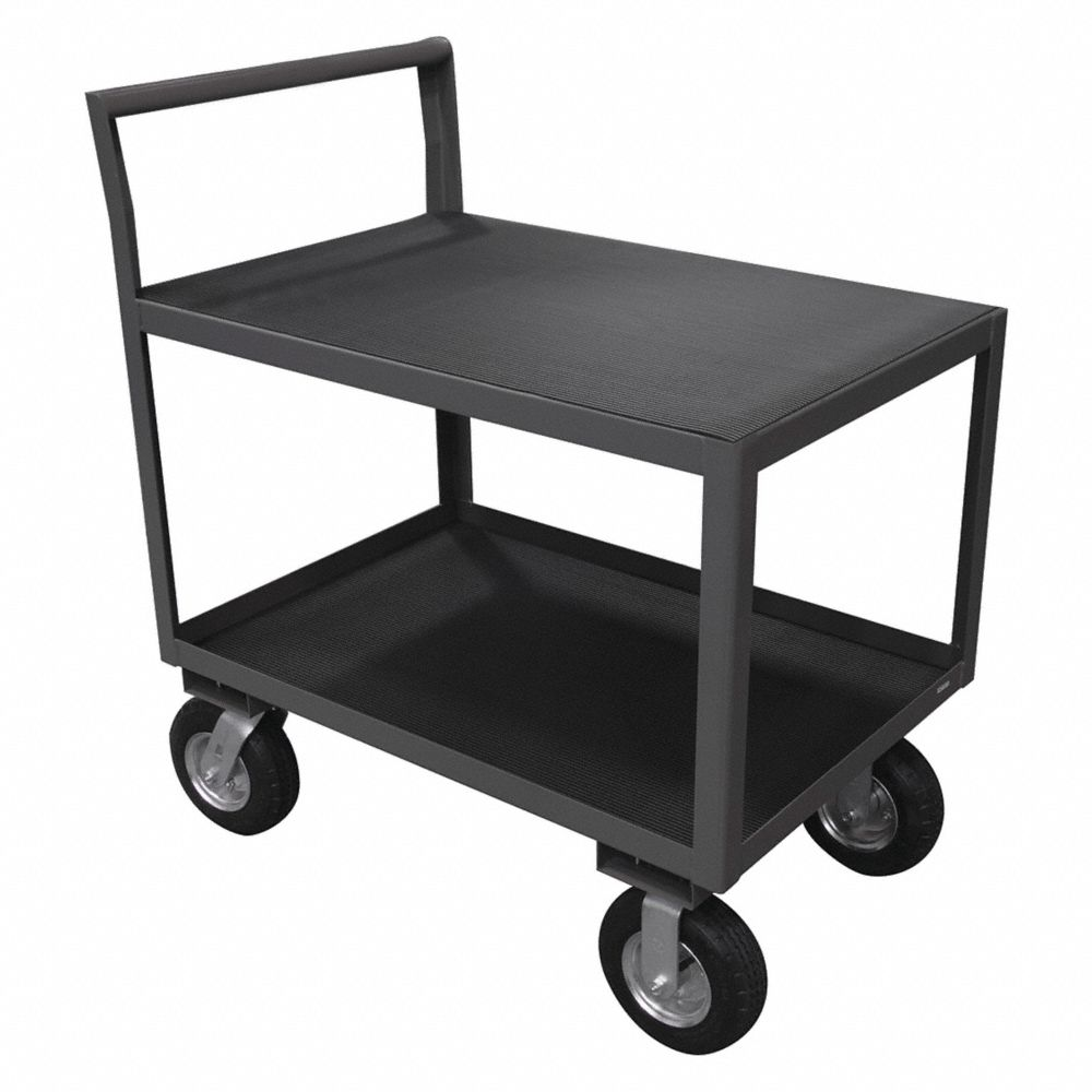 Low-Profile Instrument Cart with Lipped & Flush Metal Shelves, 36 x 24 Inch