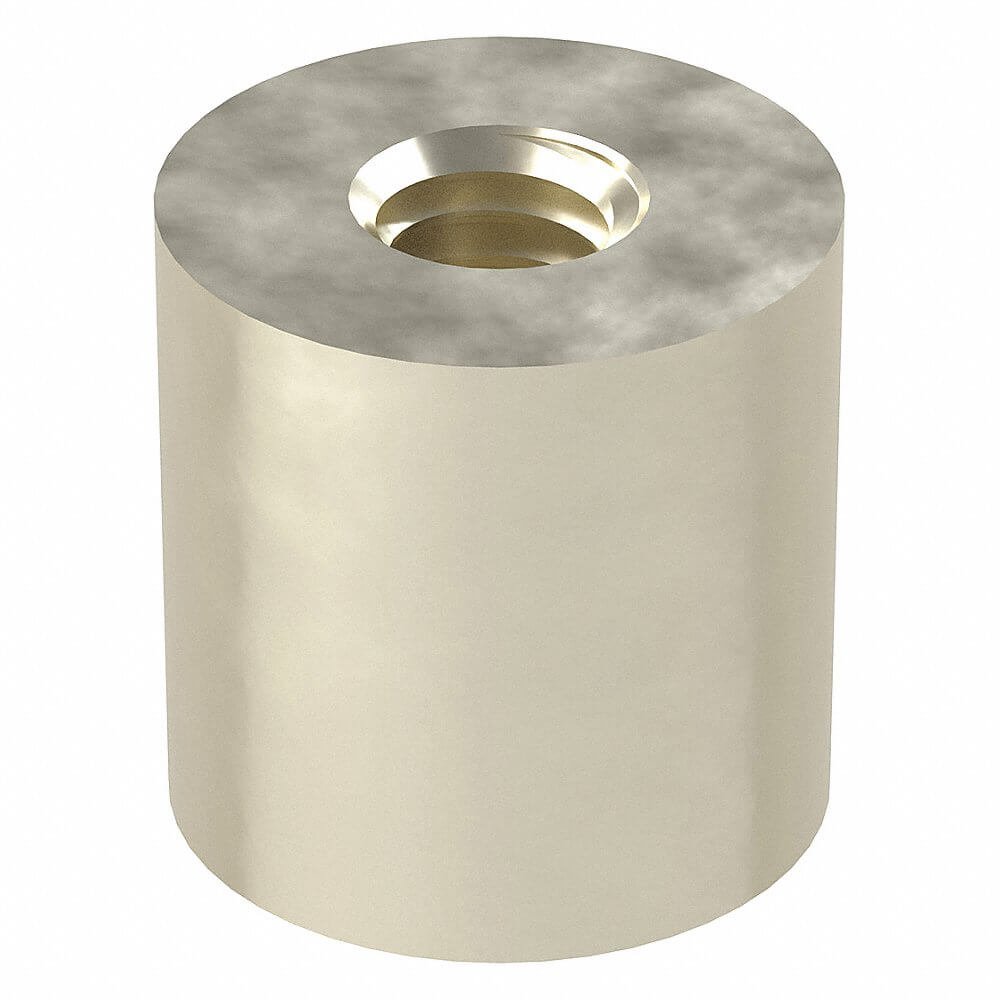 Round Standoff, 5/16 In - 18 Thread Size, Alu, 3/4 In Lg., Clear Anodized, Silver, 2PK