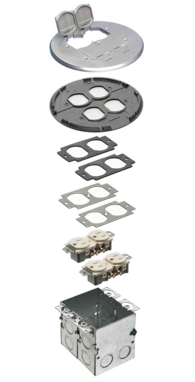 ARLINGTON INDUSTRIES FLB6240NL Floor Box Kit, 6 x 6 Inch Size, Nickel | BK3DJB