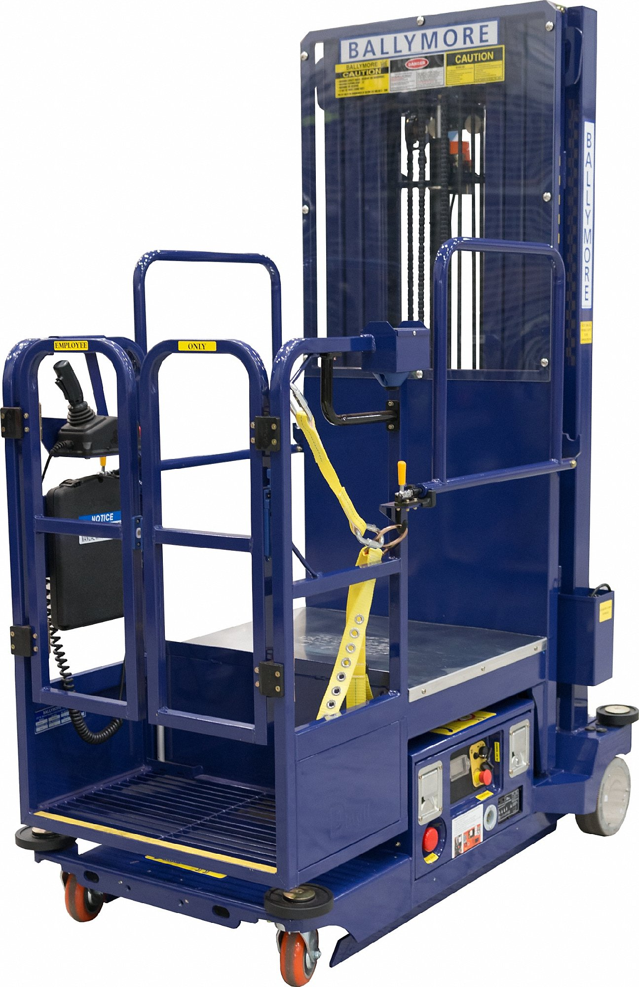 Power Stocker Lifts, Battery, Drivable, 16 ft Elevated Platform Ht, 28 x 19 Inch