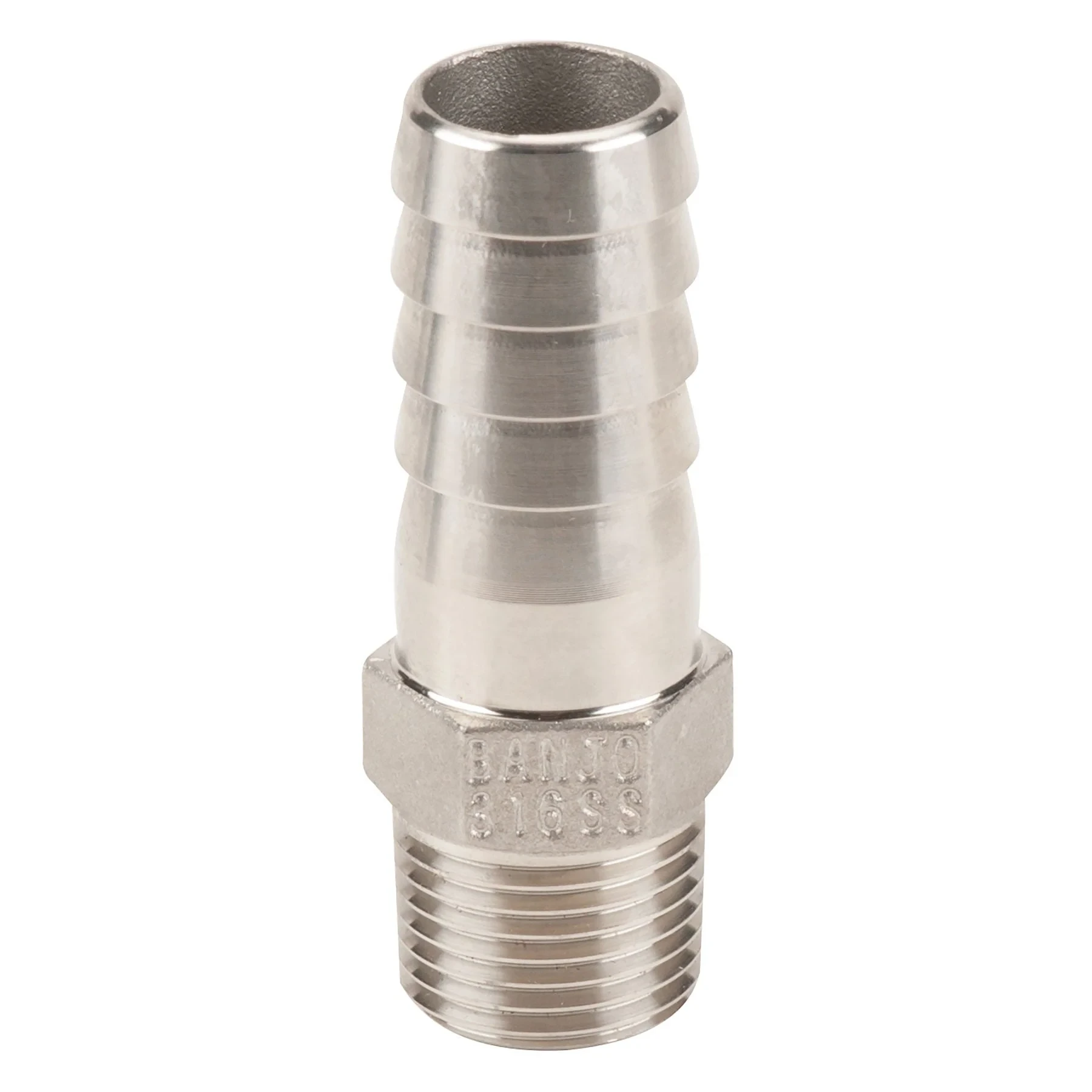 BANJO FITTINGS HB050-075SS Hose Barb, 316 Stainless Steel, 1/2 Inch Mpt X 3/4 Inch Size | AC8TWP 3DTP6