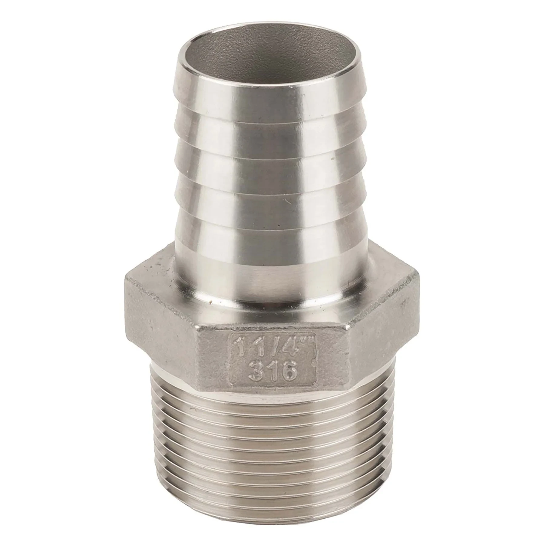 BANJO FITTINGS HB125SS Hose Barb, 316 Stainless Steel, 1-1/4 Inch Mpt X 1-1/4 Inch Size | AC8TXY 3DTV1