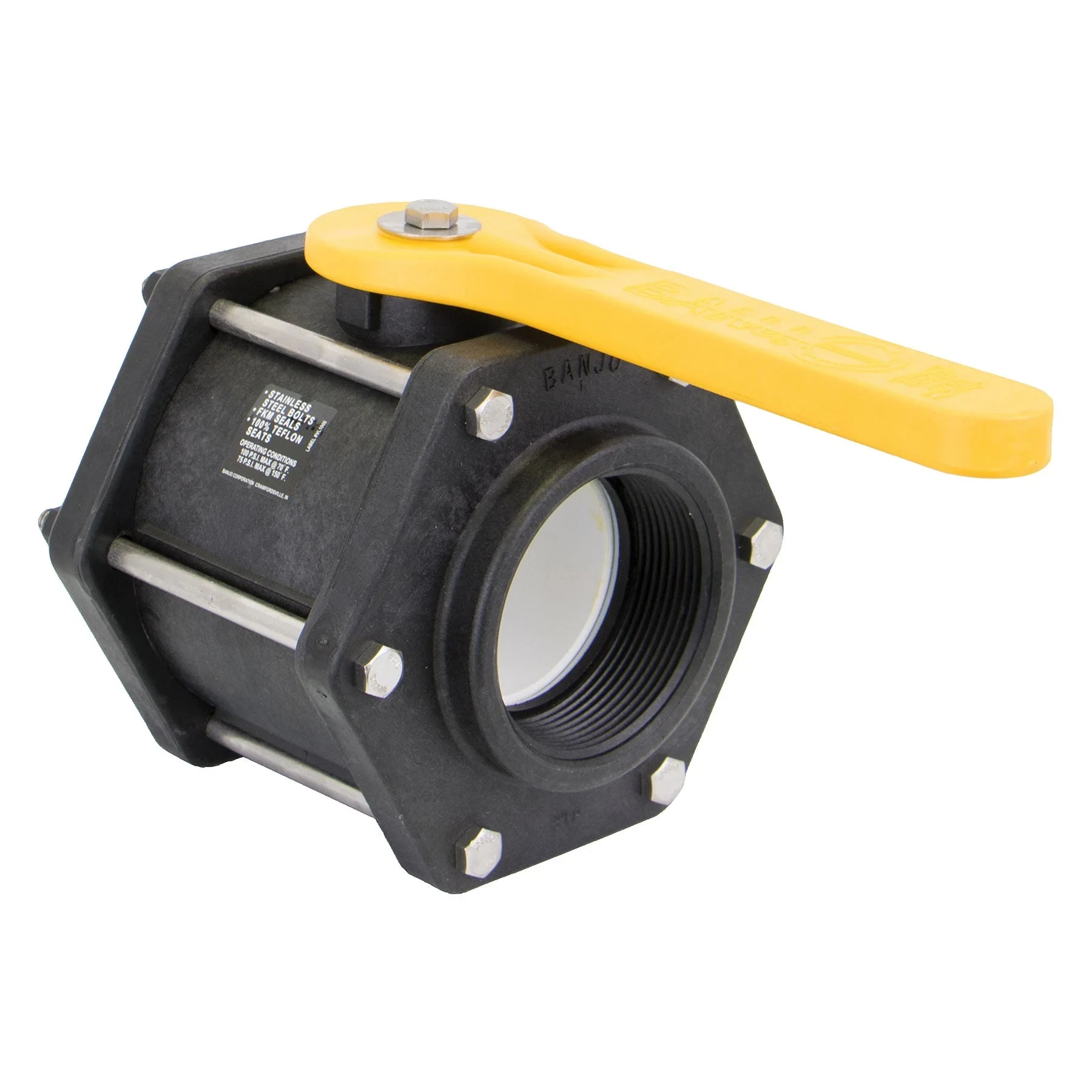 BANJO FITTINGS V300FP Full Port Ball Valve 6 Bolt Design, 3 Inch, Polypropylene | AB2KKD 1MKK8