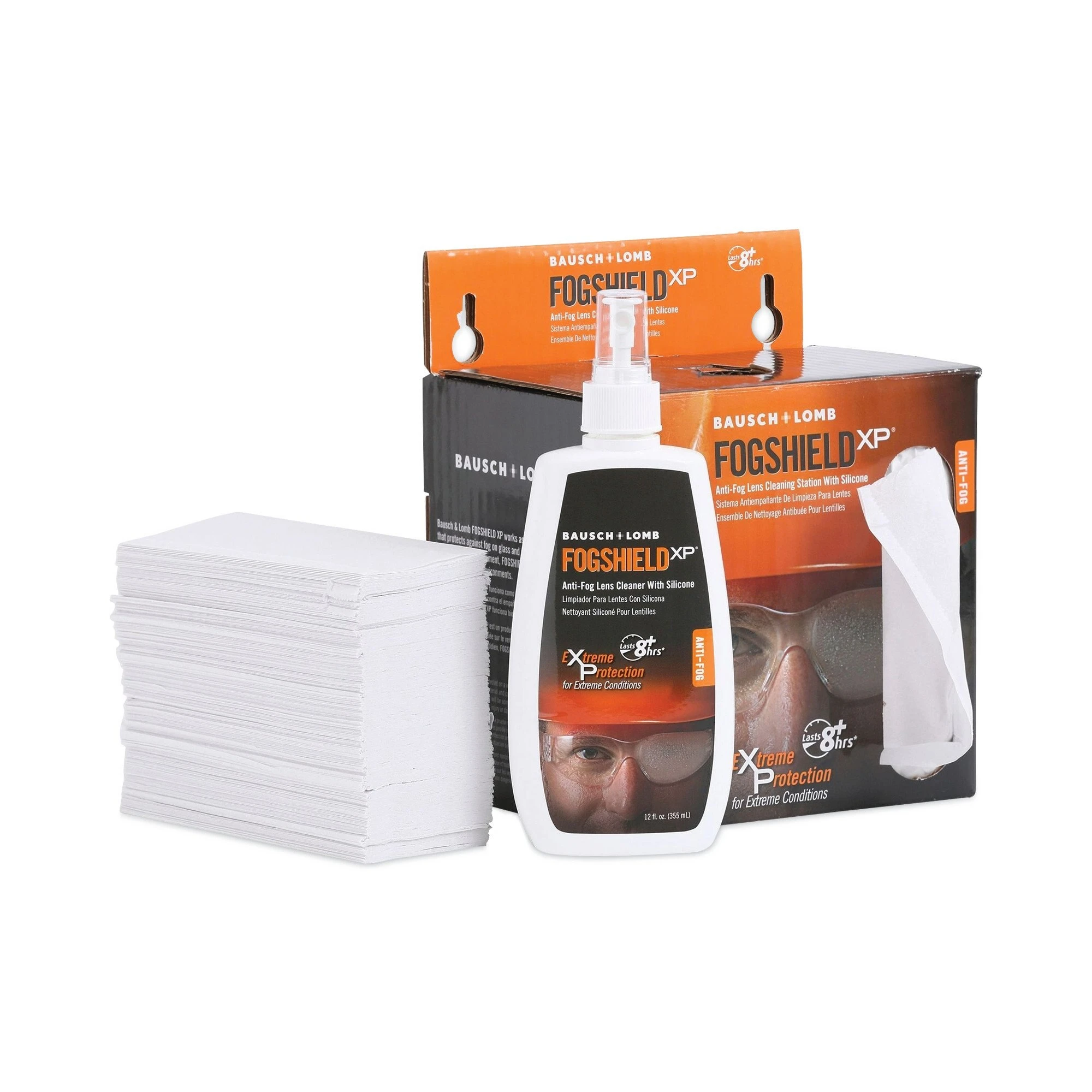 FogShield Disposable Lens Cleaning Station, 12oz Bottle, 1, 425 Tissues