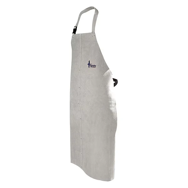 Welding Apron, Leather, Pearl Gray, 52 Inch L