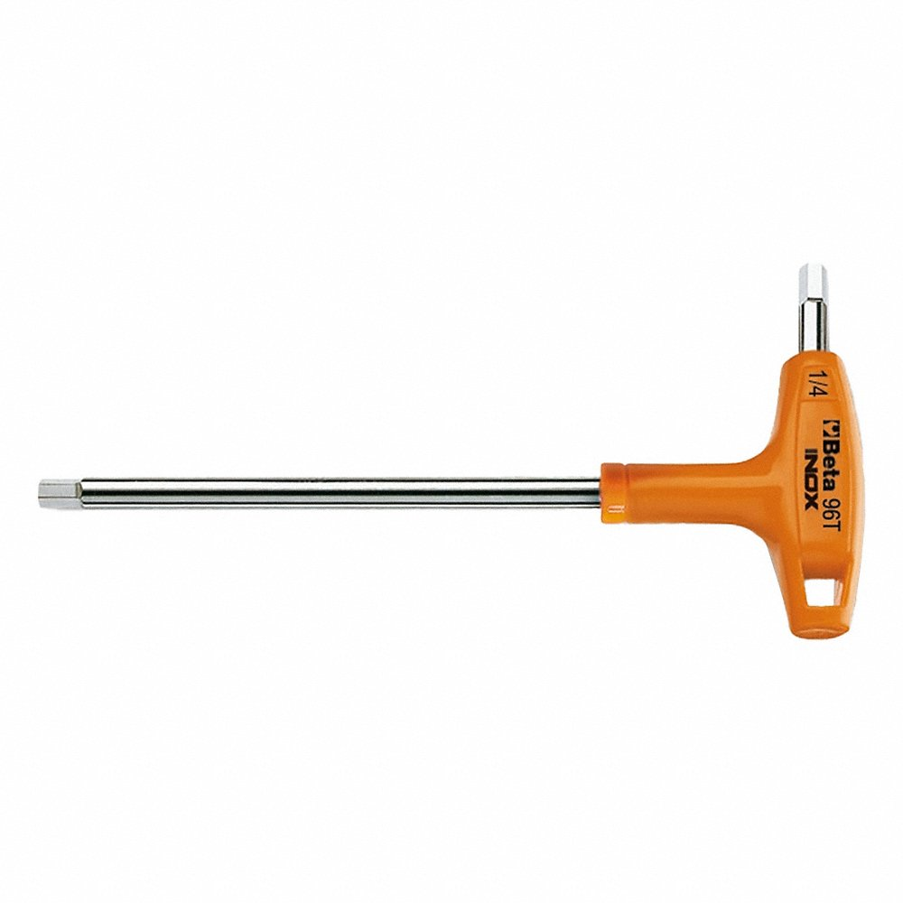 BETA TOOLS 96T INOX Hex Key, 0 Ball Ends, 3/16 Inch Tip Size, SAE, Long, Stainless Steel, Natural | CN9MAX 45MX88
