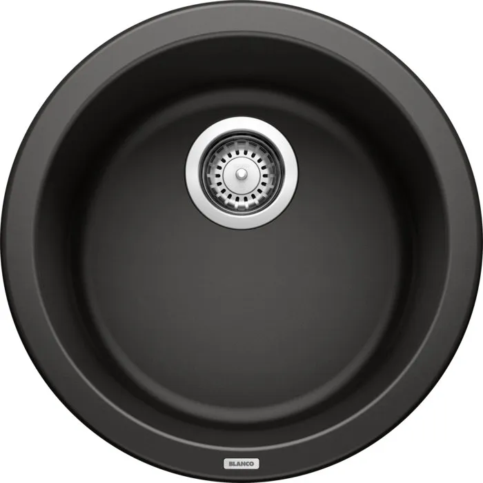 Rondo Silgranit Dual Mount Round Bar Sink, Coal Black