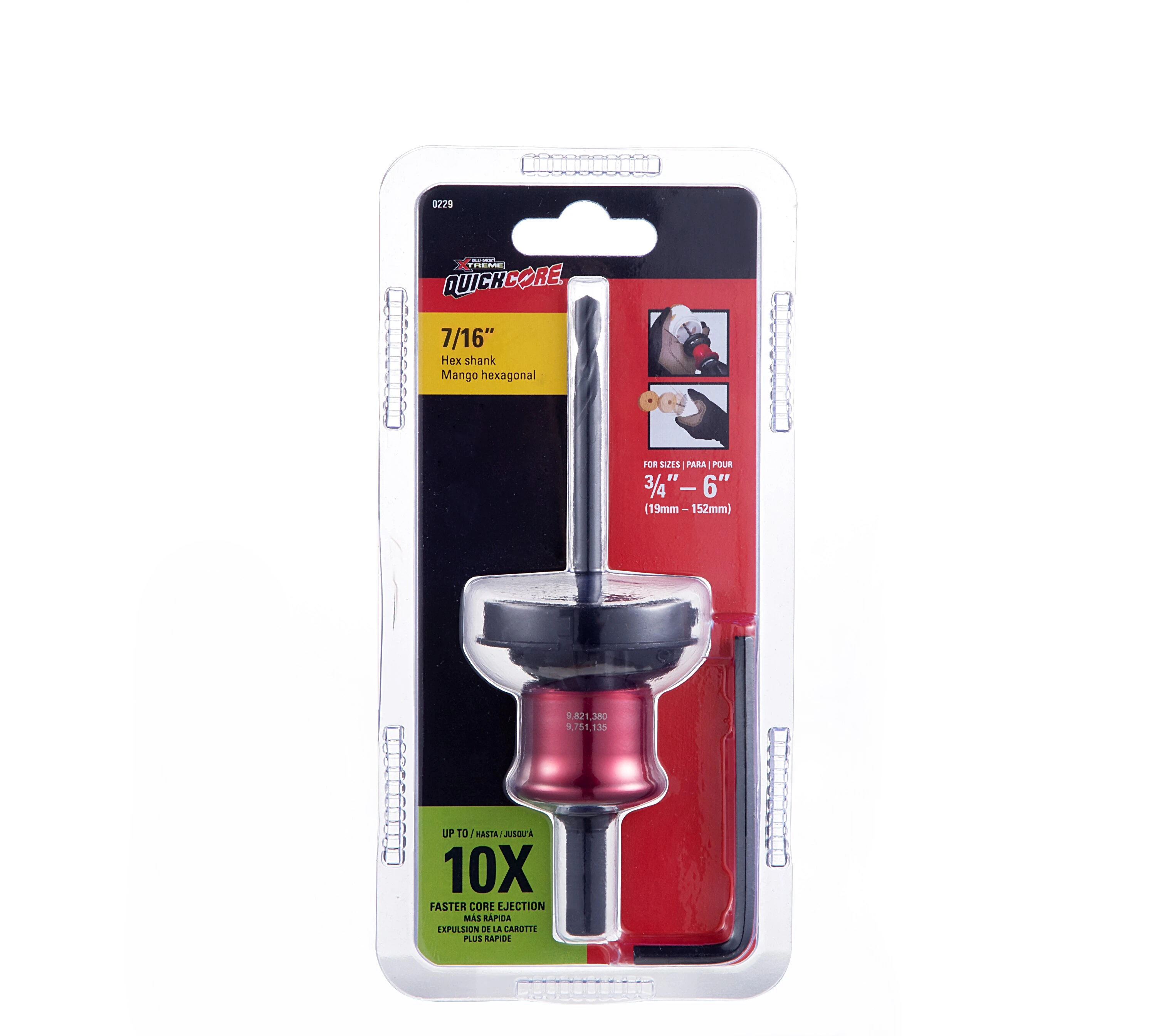 7/16 Inch QuickCore Quick Change Arbor Assembly w/Pilot Bit and Hex Key