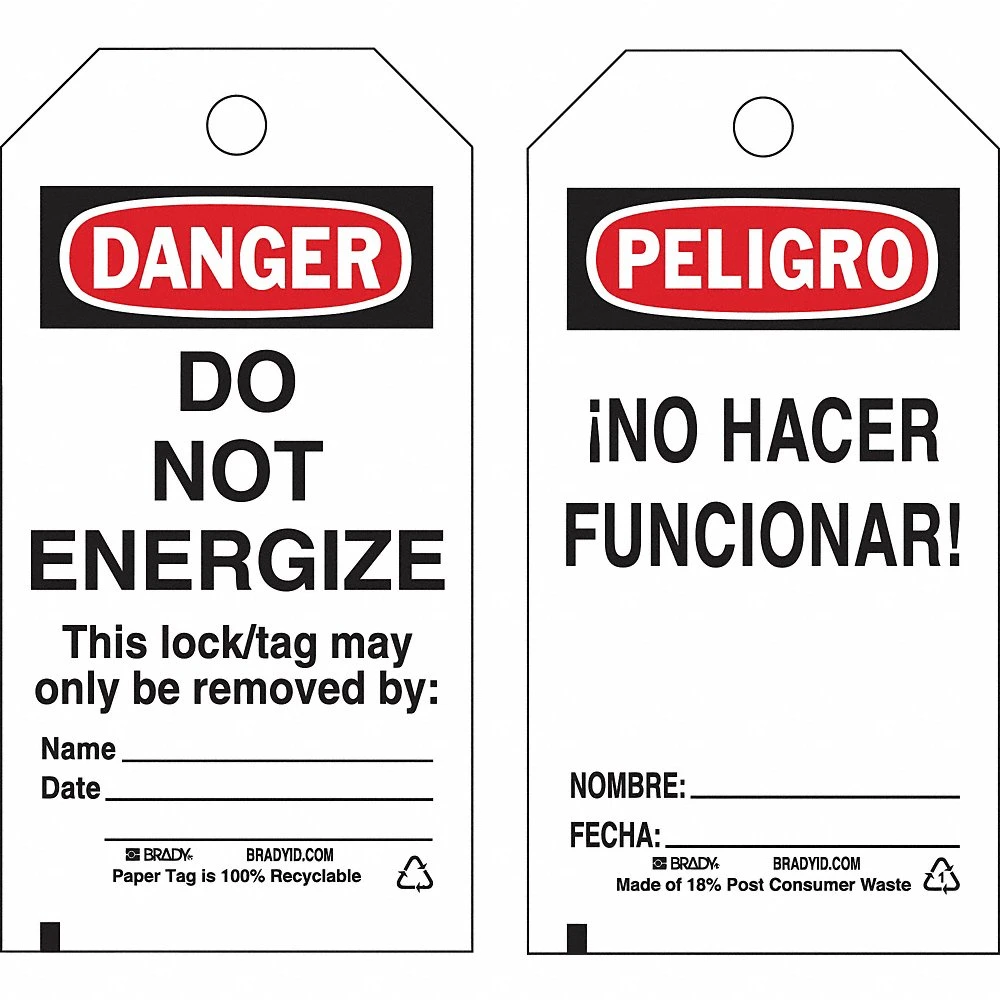 BRADY 133567 Lockout Tag, Danger/Peligro, Do Not Remove Tag, Paper, Date/Fecha/Name/Nombre | CP2FMW 489M65