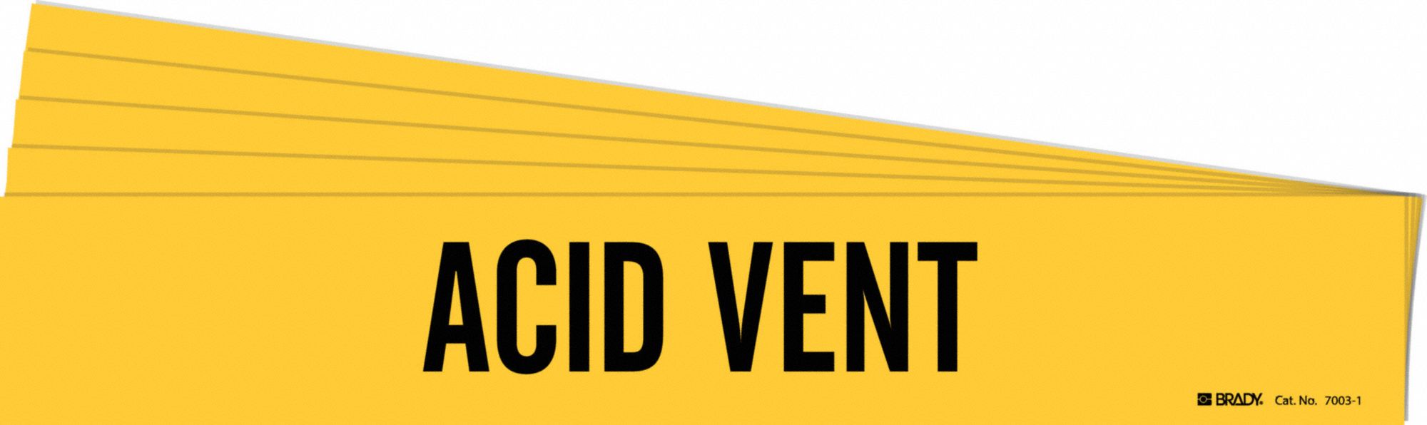 BRADY 7003-1-PK Pipe Marker, Legend: Acid Vent, Iiar System Abbreviation Not Applicable | CH6KTD 781VM5