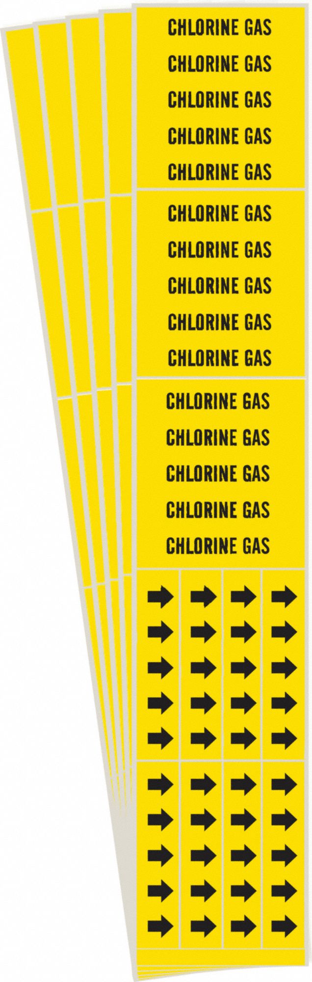 BRADY 7049-3C-PK Pipe Marker, Legend: Chlorine Gas, Iiar System Abbreviation Not Applicable | CH6KWY 781X13