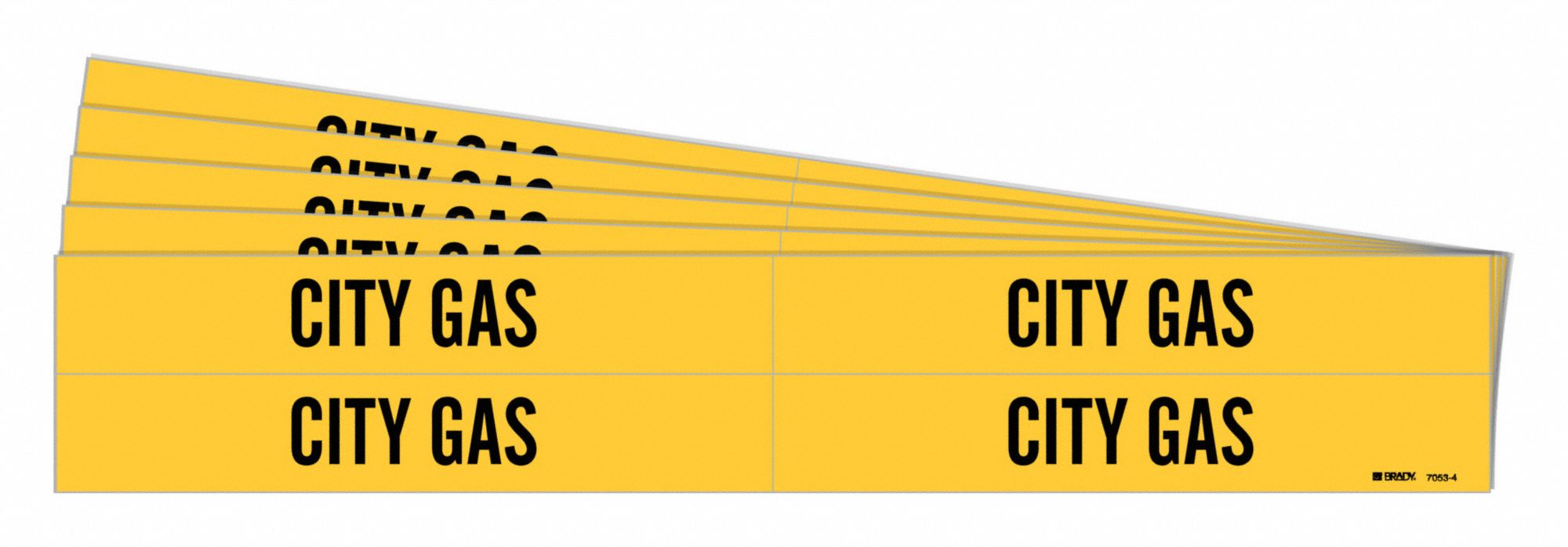 BRADY 7053-4-PK Pipe Marker, Legend: City Gas, 1 1/8 Inch x 7 Inch Size | CH6KXP 781XH5