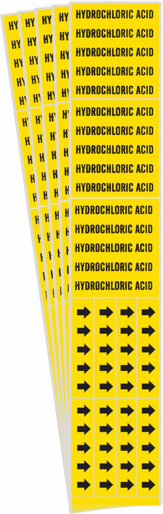 BRADY 7156-3C-PK Pipe Marker, Legend: Hydrochloric Acid, 2 1/4 Inch x 2 3/4 Inch Size | CH6LHB 781VN4