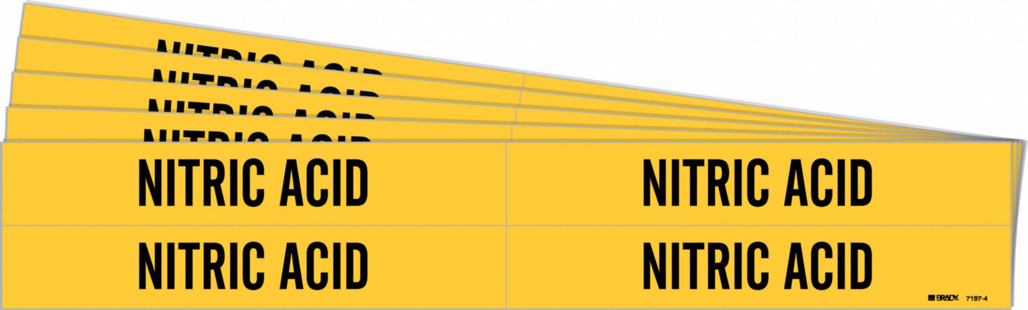 BRADY 7197-4-PK Pipe Marker, Legend: Nitric Acid, Iiar System Abbreviation Not Applicable | CH6LMZ 781VC6
