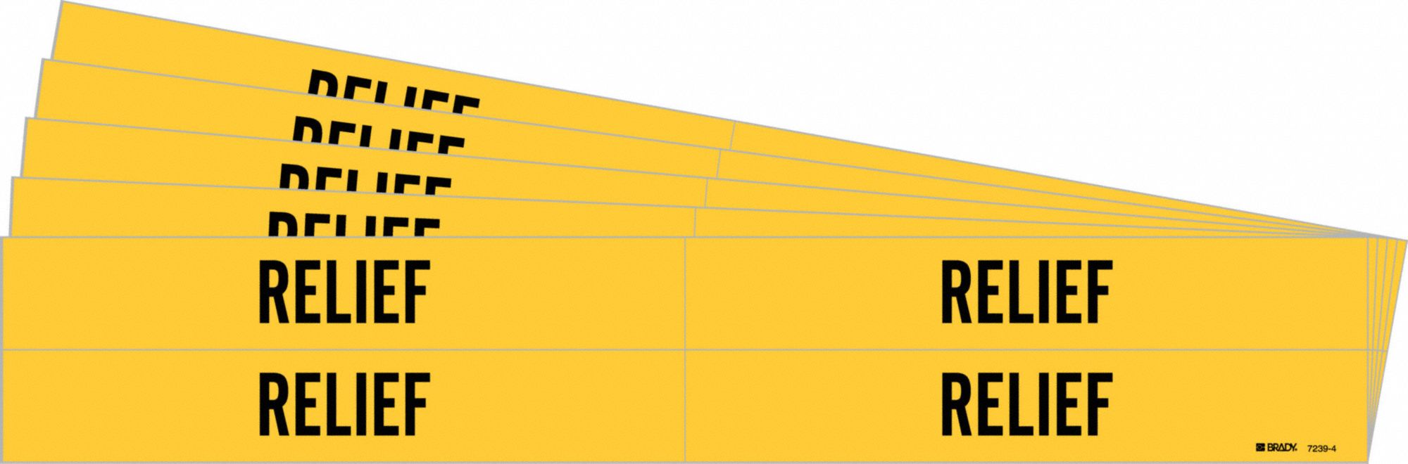 BRADY 7239-4-PK Pipe Marker, Legend: Relief, Iiar System Abbreviation Not Applicable | CH6LTJ 781WA6