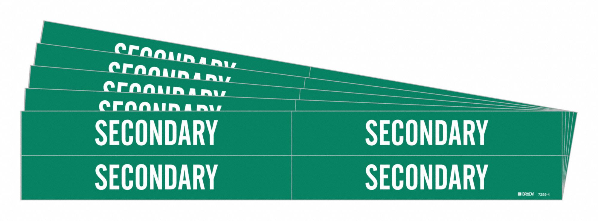 BRADY 7255-4-PK Pipe Marker, Legend: Secondary, 1 1/8 Inch x 7 Inch Size | CH6LVD 782F94