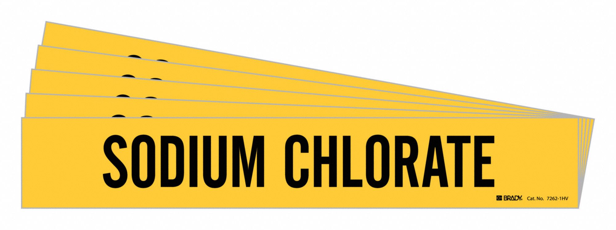 BRADY 7262-1HV-PK Pipe Marker, Legend: Sodium Chlorate, Iiar System Abbreviation Not Applicable | CH6LWC 781Y42