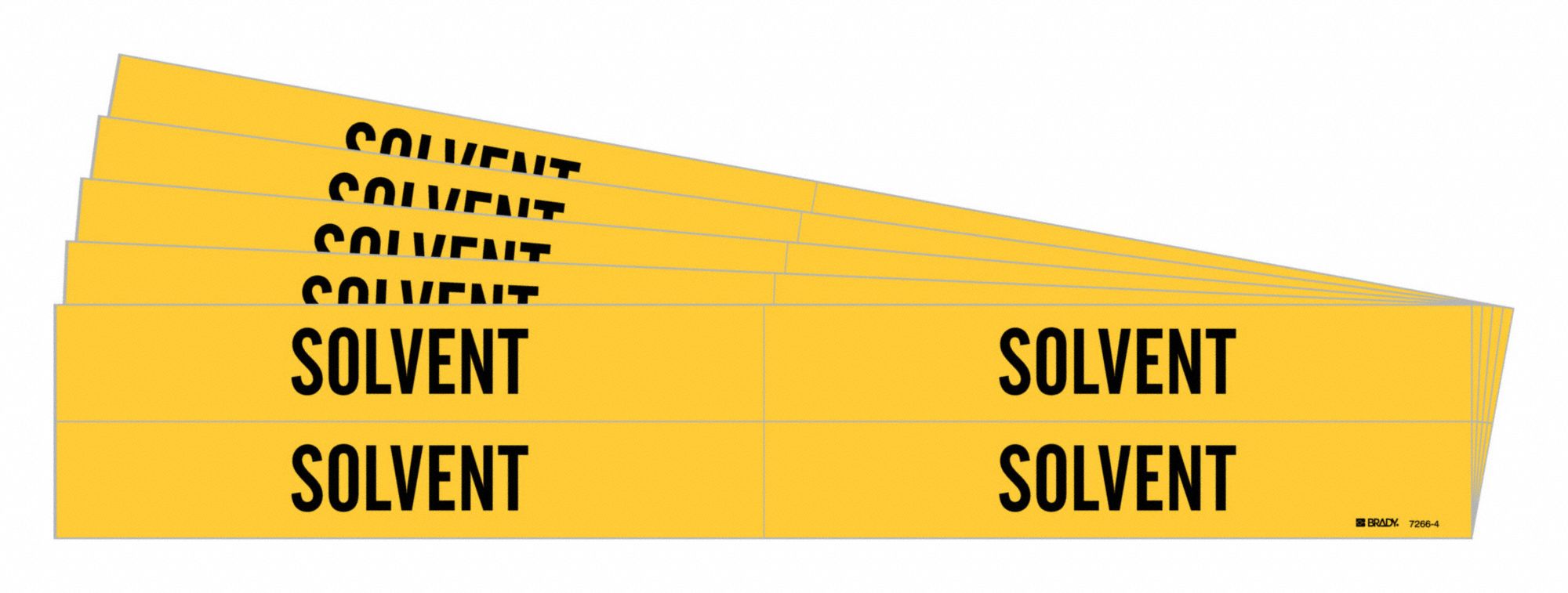 BRADY 7266-4-PK Pipe Marker, Legend: Solvent, Iiar System Abbreviation Not Applicable | CH6LWP 781YJ6