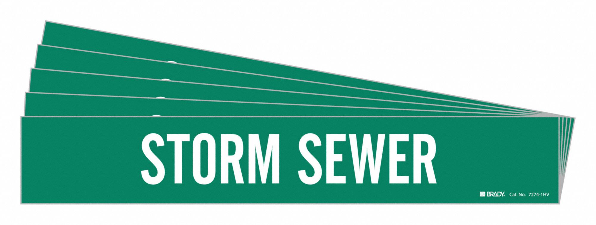 BRADY 7274-1HV-PK Pipe Marker, Legend: Storm Sewer, 4 Inch x 24 Inch Size | CH6LWZ 782FW3