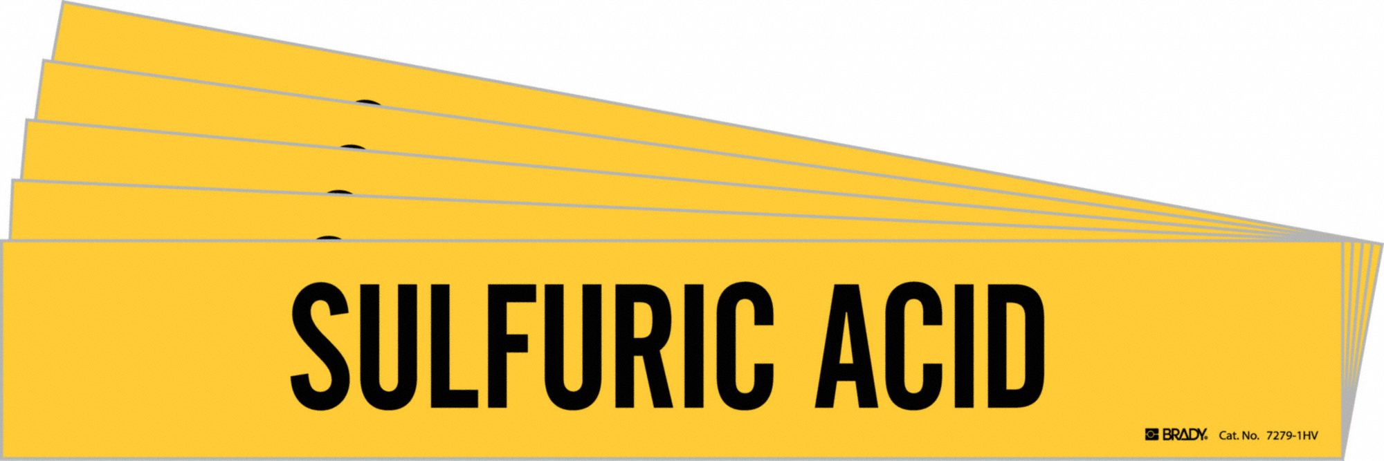 BRADY 7279-1HV-PK Pipe Marker, Legend: Sulfuric Acid, Iiar System Abbreviation Not Applicable | CH6LXU 781VK3